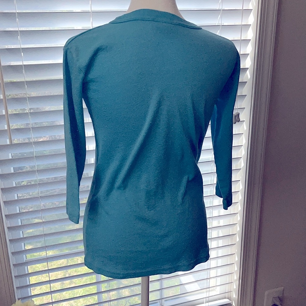 Michael Stars Elsa blue 3/4 sleeve pullover crewneck shirt one size fits all - Picture 4 of 9